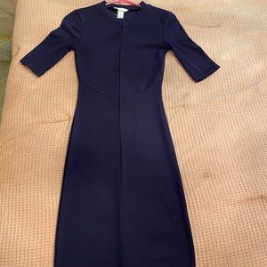 HM Navy blue tight mock neck midi dress